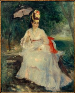 Frau mit Sonnenschirm im Garten von Pierre Auguste Renoir