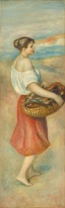 Mädchen mit einem Korb voller Fische, ca. 1889 von Pierre Auguste Renoir