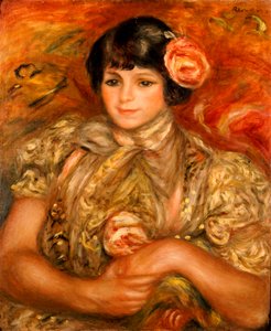 Mädchen mit einer Rose von Pierre Auguste Renoir