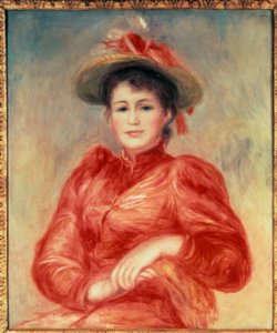 Junge Frau mit rotem Mieder von Pierre Auguste Renoir