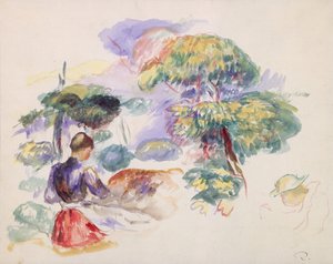 Landschaft mit einem Mädchen, ca. 1890
