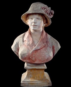 Madame Renoir, Ehefrau des Künstlers. Büste aus polychromem Mörtel von Pierre Auguste Renoir (1841-1919) 1916 Paris, Musée d