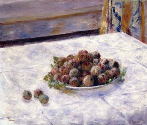 Stillleben, Pflaumen auf einem Teller von Pierre Auguste Renoir