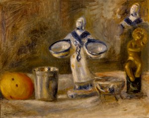 Stillleben mit einer Fayence-Figur, nach ca. 1880 von Pierre Auguste Renoir