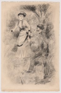 Der Abstieg vom Gipfel: Jean Martin stützt Hélène, die Tochter des Bankiers (Illustration für Edmond Renoirs „L’étiquette“) von Pierre Auguste Renoir