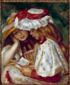 Zwei junge Mädchen lesen. Gemälde von Pierre Auguste Renoir (1841-1919). von Pierre Auguste Renoir