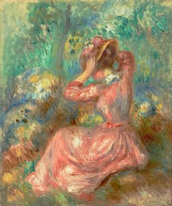 Frau, die ihren Hut arrangiert 1890 von Pierre Auguste Renoir