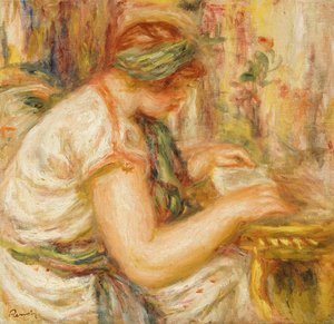 Frau in arabischer Bluse beim Lesen