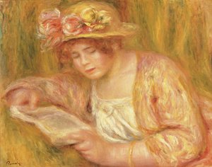 Frau mit Hut beim Lesen, ca. 1917-18