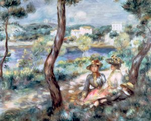 Mädchen und Junge in einer Landschaft, 1893 von Pierre Auguste Renoir