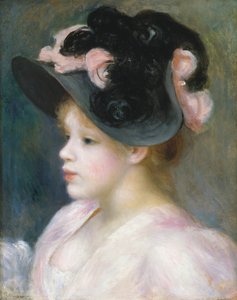 Junges Mädchen mit rosa-schwarzem Hut