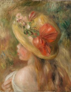 Junges Mädchen mit Hut von Pierre Auguste Renoir