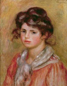 Junges Mädchen mit einem weißen Taschentuch, ca. 1907 von Pierre Auguste Renoir