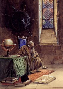 Darstellung von Galileo Galilei im Stück „Galileo“ von Francois Ponsard (1814-1867) an der Comédie-Française 1867. Der Astronom wird dort im Gefängnis dargestellt. Illustration von Pierre Beauvallet (1801-1873) 1867 Paris, Comédie-Française