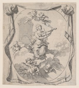 Die heilige Cäcilia auf Wolken von Engeln getragen, 1696