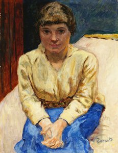 Mädchen sitzt, mit verschränkten Händen, ca. 1916 von Pierre Bonnard