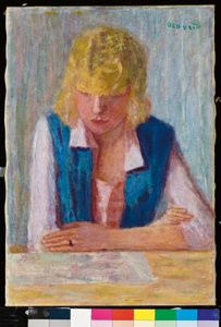 Die Blonde mit der blauen Weste von Pierre Bonnard