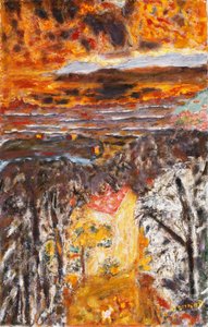 Landschaft, das rosa Haus, Sonnenuntergang von Pierre Bonnard