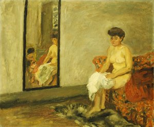 Akt auf einem roten Stuhl sitzend; Nu Assis dans une Chaise Rouge