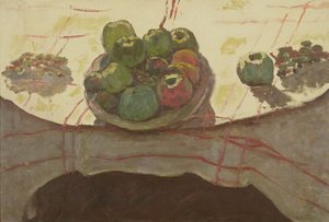 Teller mit Äpfeln auf einem Tisch, um 1910-12