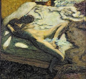 Frau, die auf einem Bett liegt, oder Die faule Frau