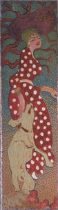 Frau in einem weißen gepunkteten Kleid, eines von vier Paneelen der Frauen im Garten, 1891 von Pierre Bonnard