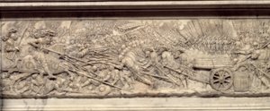 Die Schlacht von Marignan im Jahr 1515. Grab des Herzens des Königs von Frankreich Franz I. (1494-1547): Flachrelief von Pierre Bontemps (circa 1507-1568)
