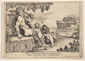 Bacchus, Satyr und Löwe, 1610-42 von Pierre Brebiette