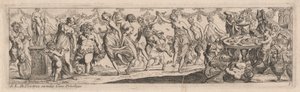 Tanzende Nymphen und Satyrn