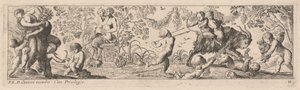 Putti und Satyrn schießen Pfeile