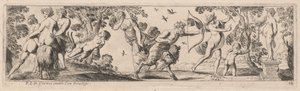 Satyr und Merkur schießen auf eine Statue von Pierre Brebiette