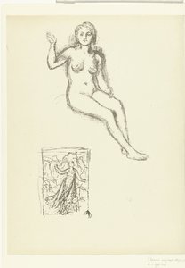 Sitzende nackte Frau und Frau in Landschaft von Pierre Cécile Puvis de Chavannes