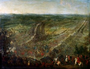 Krieg der Augsburger Liga: „Schlacht von Fleurus, gewonnen vom Marschall von Luxemburg gegen die Waffen einer Koalition der Vereinigten Provinzen, der Kaiserlichen, Spaniens und Großbritanniens, am 1.07.1690“