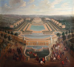 Gesamtansicht des Schlosses und der Pavillons in Marly