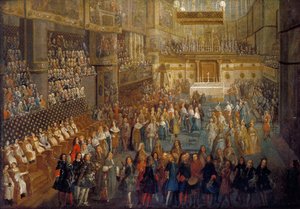 Die Krönung von Ludwig XV. in der Kathedrale von Reims, 25. Oktober 1722 von Pierre Denis II Martin