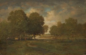 Ein Fluss in einer Wiese, wahrscheinlich späte 1830er bis frühe 1840er Jahre von Pierre Etienne Theodore Rousseau