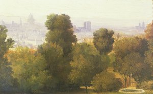 Paris von den Höhen von Belleville aus gesehen, ca. 1830 von Pierre Etienne Theodore Rousseau