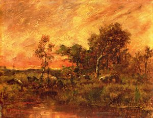 Waldlandschaft mit einem Zweigsammler, 19. Jahrhundert