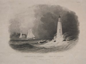 Leuchtturm in Cleveland, Ohio, am Eriesee von Pierre Eugène I Aubert