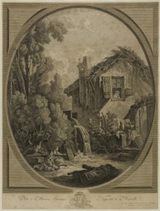 Windmühlenlandschaft von Pierre Francois Laurent