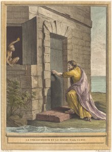Der Schatzmeister und der Affe von Pierre Francois Martenasie after Jean Baptiste Oudry