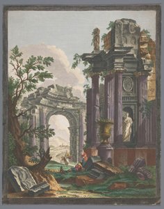 Ansicht der Ruine eines Triumphbogens