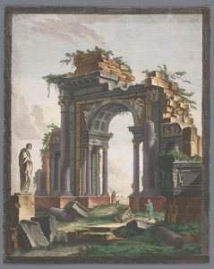 Ansicht der Ruine eines Triumphbogens
