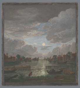 Ansicht eines Kanals in der Umgebung von Haarlem bei Mondlicht (Vue du canal proche de Haerlem) von Pierre François Basan
