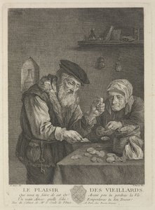 Freuden des Alters nach dem Gemälde von David Teniers dem Jüngeren, Mitte des 18. Jahrhunderts