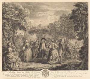 Ballett in der Oper von Pierre François Basan after Gabriel Jacques de Saint Aubin