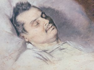 Honore de Balzac (1799-1850) auf seinem Sterbebett, 15. August 1850
