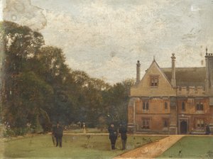 Im Gelände des Magdalen College, Dr. Fisher (Fellow), J. Henderson (Bursar) und Generalmajor Rigaud im Vordergrund von Pierre François Joseph Tonneau