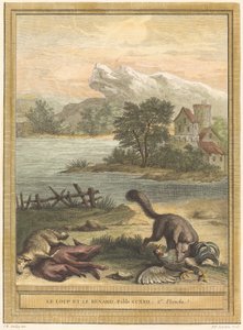 Der Wolf und der Fuchs von Pierre François Tardieu after Jean Baptiste Oudry