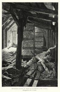 Emir-Feir ergreift mit Gewalt die Hand von Bohemond (Stich) von Pierre Fritel